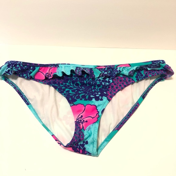 Roxy ruffle bikini bottom EUC sz 14 pink purple - Picture 1 of 11